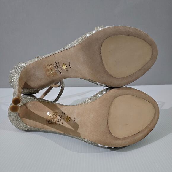 Stuart Weitzman Nudistdisco Pearl Heel 10.5 Metallic Stiletto Platform Evening - Picture 12 of 14
